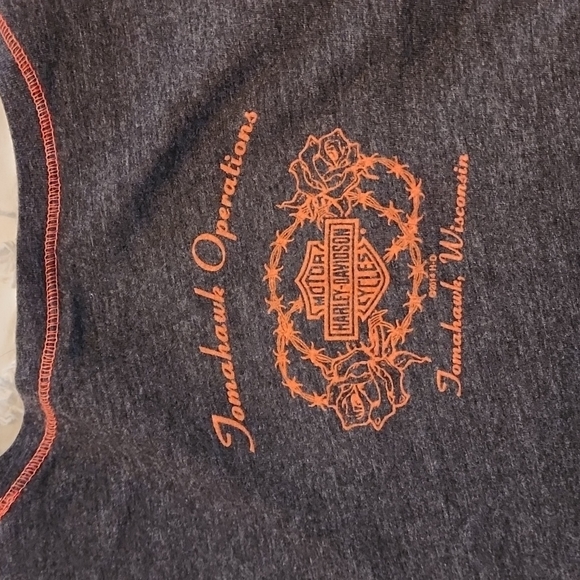 Womens Harley Davdison Grey Scoop Neck Long Sleeve Tee - Picture 4 of 7